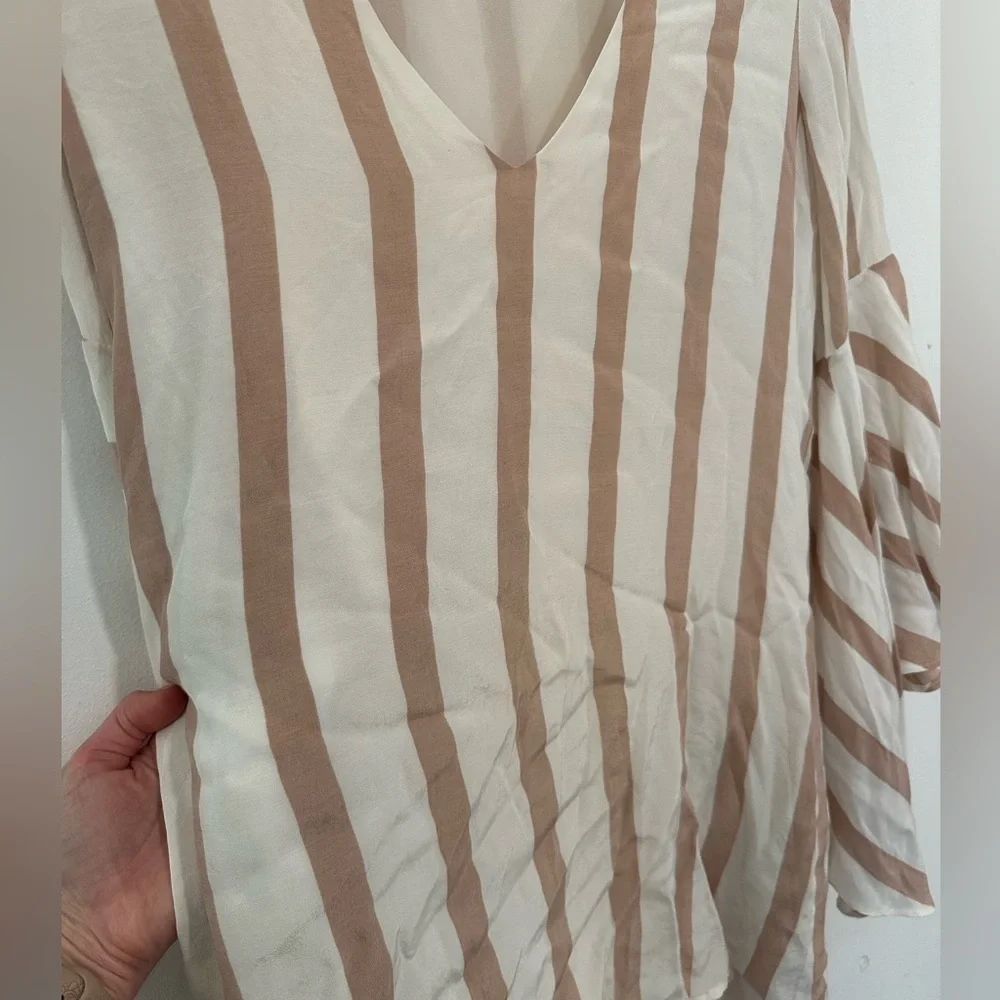 House of Harlow 1960 x Revolve Tallulah White Pink Ruffle Striped Dress Women XS - Picture 6 of 9